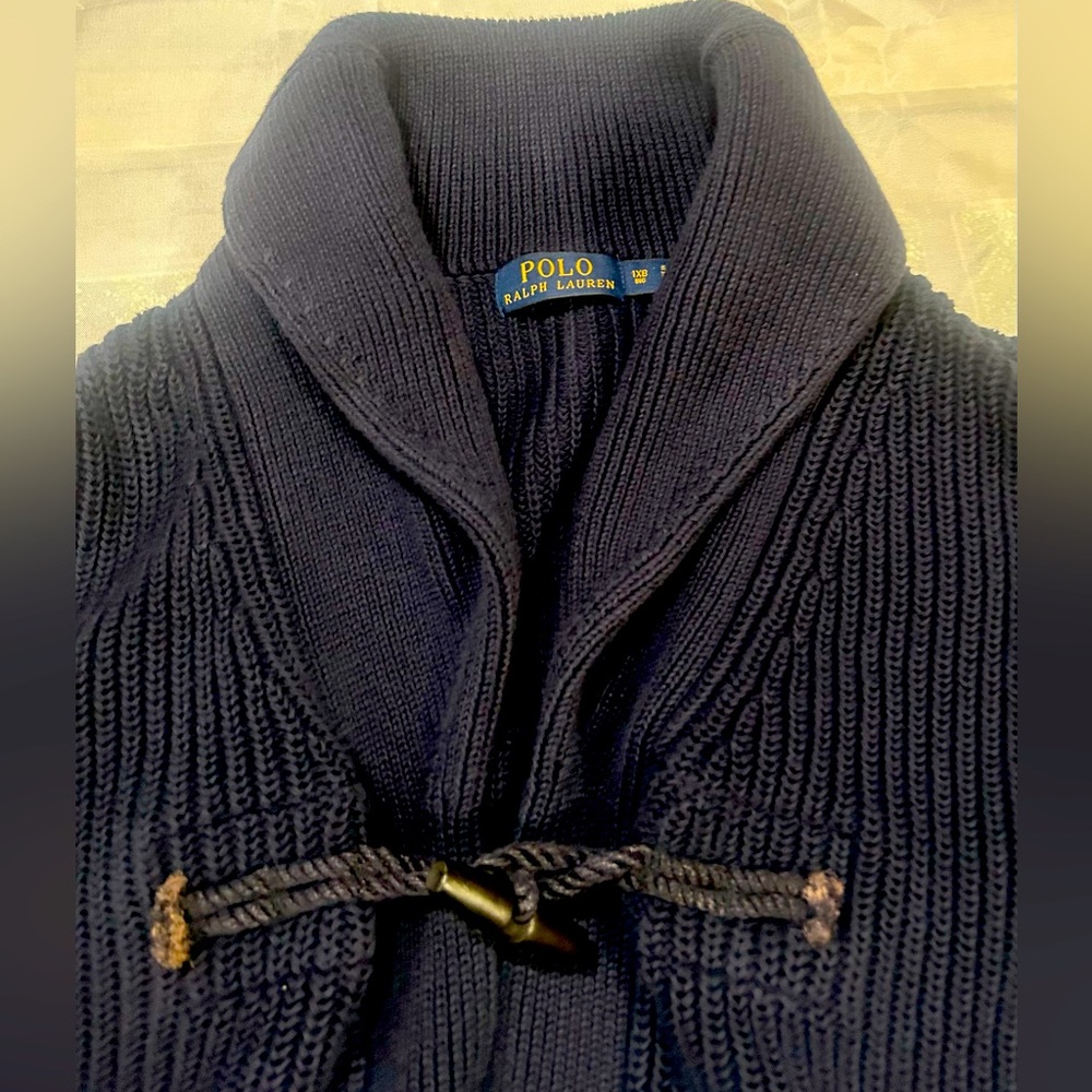 Polo Ralph Lauren Navy Chunky Toggle Cardigan Sweater Shawl Collar Men’s RL 1XB
